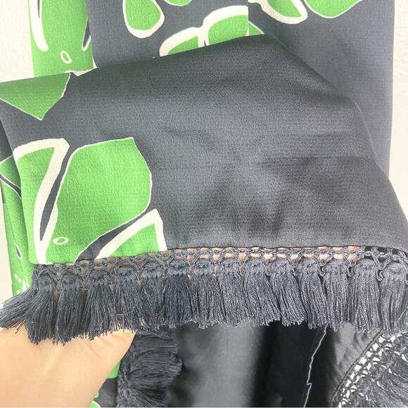 Trina Turk Hot Leaf Printed Halter Mini Dress Size 0 Navy Blue and Green - Picture 7 of 14